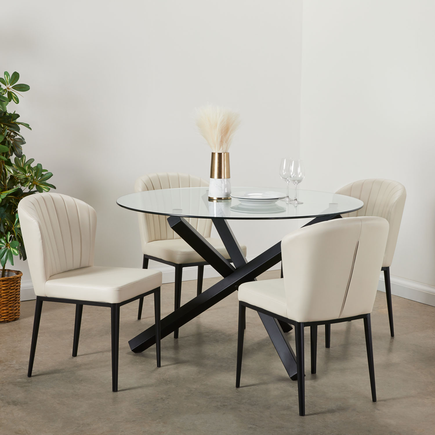 Shell Dining Chair: Taupe Leatherette